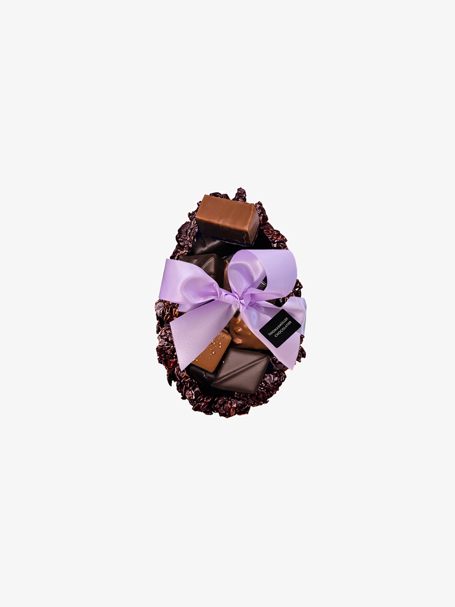 Osterei Rocher aus dunkler Schokolade von Chocolatier Thomas Müller